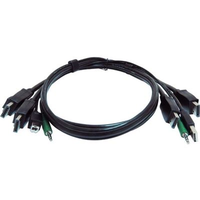 Black Box Network - SKVMCBL-2DP-10TAA Secure KVM Cable - Each end (1) USB, (1) or (2) DisplayPort, (1) 3.5mm