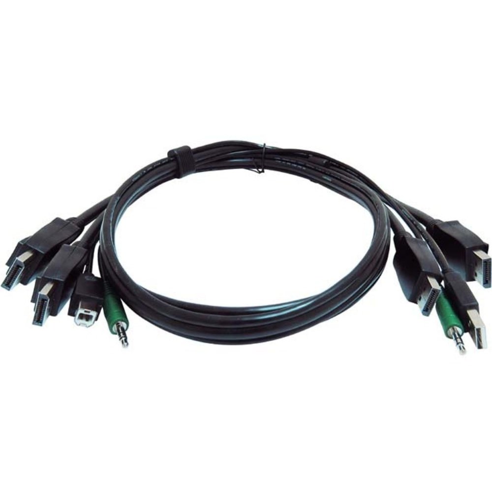 Black Box Network - SKVMCBL-2DP-10TAA Secure KVM Cable - Each end (1) USB, (1) or (2) DisplayPort, (1) 3.5mm