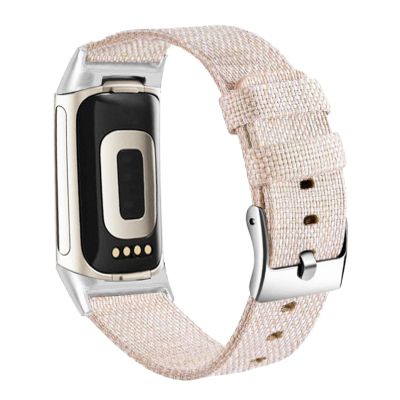 Abanen Women and Men Band for Fitbit Charge 6/Charge 5, Soft Woven Canvas Nylon Quick Dry Wrist Strap, Starlight