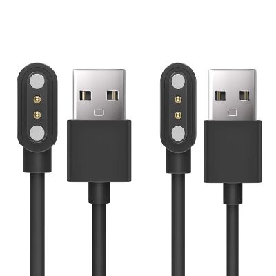 Compatible for PJYUBVOR Smart Watch Charger, 2 Pin Magnetic USB Replacement Charging Compatible for SOUYIE PJYUBVOR LOJUSIMEH T49/FTTMWTAG T49 1.9/Choiknbo T49 1.95'' Watch (2 Pack-Black+Black)