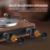 Turntable Record Player with Built-in Speakers, Vinyl Record Player Support Bluetooth Playback Auto Stop 33&45 RPM Speed RCA Line Out AUX in All-in-one Belt-Drive Turntable for Vinyl Records view 2