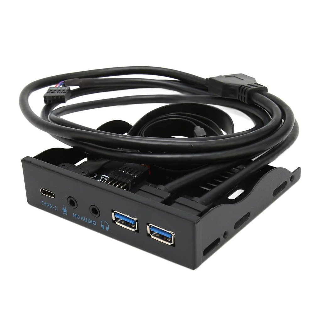 USB3.0 Front Panel Hub, Optical Drive 3.5 Panel Computer Expansion Board 10Gbps with USB3.2, Type C, 2xUSB3.0 and Mic Input and Audio Output Ports for 3.5 Floppy Drive Chassis