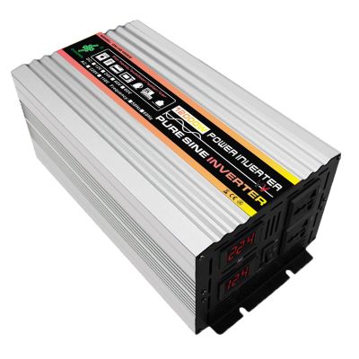 HAIZON 2000W Pure Sine Wave Power Inverter DC 12V/24V to 110V AC Car Plug Inverter Adapter Power Converter, with 2 AC Outlets (Color : 12V)