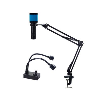 1080P HDMI USB Digital Camera Industrial Video Image Microscope 48MP 4K, Mini Spotlight 130x Zoom C Mount Lens Cantilever Stand (Color : 22MP Microscope)