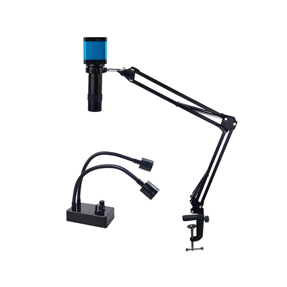 1080P HDMI USB Digital Camera Industrial Video Image Microscope 48MP 4K, Mini Spotlight 130x Zoom C Mount Lens Cantilever Stand (Color : 22MP Microscope)
