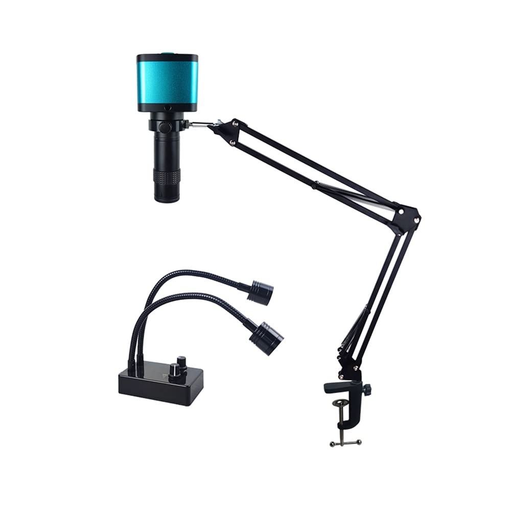 1080P HDMI USB Digital Camera Industrial Video Image Microscope 48MP 4K, Mini Spotlight 130x Zoom C Mount Lens Cantilever Stand (Color : 48MP 4K Microscope)