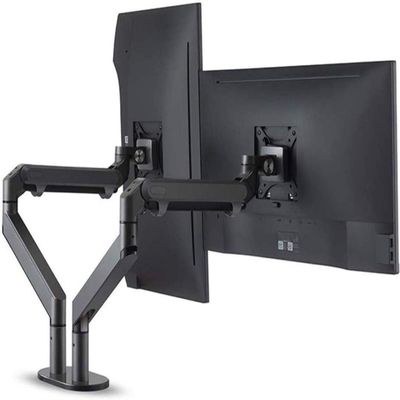 TV Stand TV Rack Furniture Dual Monitor Support Arm Stand for Office, Computer Monitor Stand for 32 Display Screens, Dual Splice Bracket Computer TV Rack Full Motion (Color : Black)