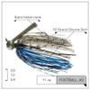 Freedom Tackle FT Football Jig with Bait Keeper, Silicone Skirt and Premium Hooks | 1/2 oz., BCE (PN: 74205) view 2