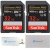 SanDisk 32GB Extreme Pro Memory Card (Two Pack) Works with Nikon D3400, D3300, D750, D5500, D5300, D500, AW130 Camera Bundle with Everything But Stromboli Micro & SD Card Reader & Micro Fiber Cloth view 1