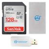 SanDisk 128GB SDXC Ultra Memory Card Works with Canon EOS Rebel T7, Rebel T6, 77D Digital Camera (SDSDUNB-128G-GN6IN) Bundle with Everything But Stromboli Multi Slot Card Reader & Micro Fiber Cloth view 1