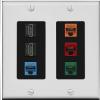 RiteAV 2 HDMI 4 Cat6 Ethernet Mixed Color Wall Plate - 2 Gang [Gray/Black] view 1