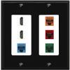 RiteAV 2 HDMI 4 Cat6 Ethernet Mixed Color Wall Plate - 2 Gang [Black/White] view 1