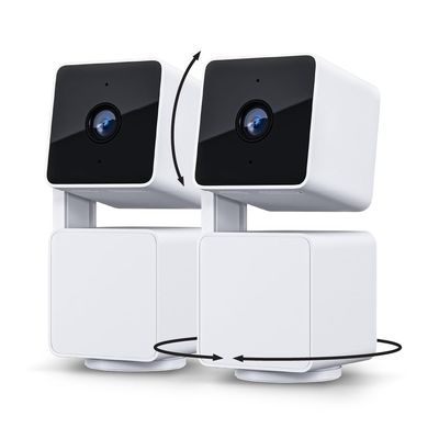 WYZE Cam Pan v3 Indoor/Outdoor IP65-Rated 1080p Pan/Tilt/Zoom Wi-Fi Smart Home Security Camera with Color Night Vision, 2-Way Audio, Compatible with Alexa & Google Assistant, White, 2-Pack