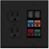 RiteAV 2 HDMI 4 Cat6 Ethernet Mixed Color Wall Plate - Round Outlet [Black/Black] view 1