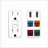 RiteAV 2 HDMI 4 Cat6 Ethernet Mixed Color Wall Plate - GFCI Outlet [Screwless White] view 1