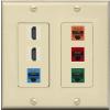RiteAV 2 HDMI 4 Cat6 Ethernet Mixed Color Wall Plate - 2 Gang [Ivory/Ivory] view 1