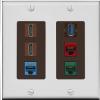 RiteAV 2 HDMI 3 Cat6 Ethernet USB3 Mixed Color Wall Plate - 2 Gang [Gray/Brown] view 1