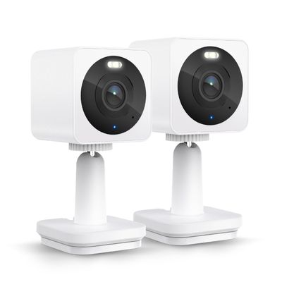 WYZE Cam OG Indoor/Outdoor 1080p Wi-Fi Smart Home Security Camera with Color Night Vision, Wired, Motion Detection, 2-Way Audio, Compatible with Alexa & Google, White (2-Pack), Free Expert Setup