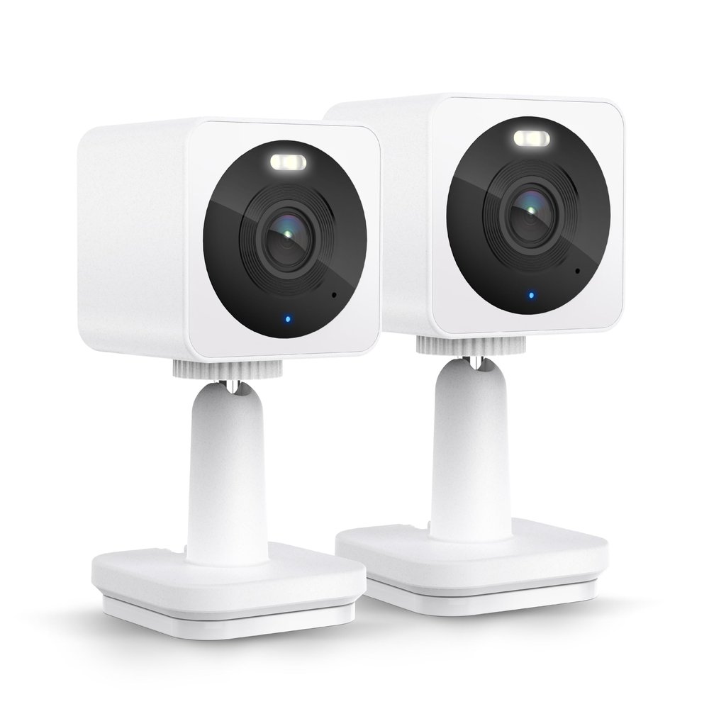 WYZE Cam OG Indoor/Outdoor 1080p Wi-Fi Smart Home Security Camera with Color Night Vision, Wired, Motion Detection, 2-Way Audio, Compatible with Alexa & Google, White (2-Pack), Free Expert Setup