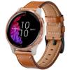 GARTOO Leather Band for Garmin Venu/Venu Sq/Vivoactive 3 Watch Bands, 20mm Leather Wristband Replacement Strap Women Men for Garmin Venu Sq, Vivoactive 3 Music, Forerunner 645/245 Music Brown view 1