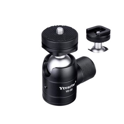 Camera Tripod Mini Ball Head with Cold Shoe Mount,360 Panoramic Aluminum Alloy Ball Head Mount with 1/4" Screw for DSLR Camera,Cell Phone,Monitor,LED Video Light,Microphone