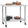 YAFF Kitchen Work Table with Wheels 31.5"x23.6"x33.5" Stainless Steel(0) view 2