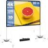 Projector Screen Portable Outdoor Movie: Projection Screens Stand 4K Cinema 80 inch for Camping White view 1