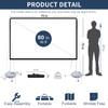 Projector Screen Portable Outdoor Movie: Projection Screens Stand 4K Cinema 80 inch for Camping White view 3