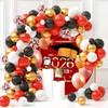 OERJU Red Graduation Round Backdrop Cover Class of 2026 Graduation Round Background Trencher Cap Balloon Congrats Grad Prom Party Decorations Circle Arch Backdrop Cover Photo Shoot Props 7.5x7.5ft view 2