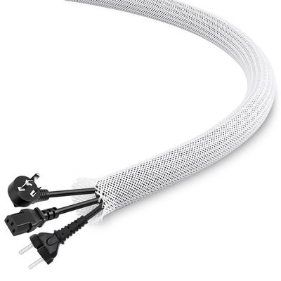 25Ft-1/4inch PET Expandable Braided Wire Sleeving,Wire Loom Cable Sleeve for TV,Computer,Home Theater,Automotive,Home Industrial,Electrical Wires,Chemical,Protect Cat from Chewing Cords,White