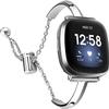 Silm Band Compatible with Fitbit Versa 4/Fitbit Sense 2 Band Cute Women, Bling Jewelry Metal Strap Replacement Compatible for Fitbit Sense/Versa 3 Women (Silver) view 1