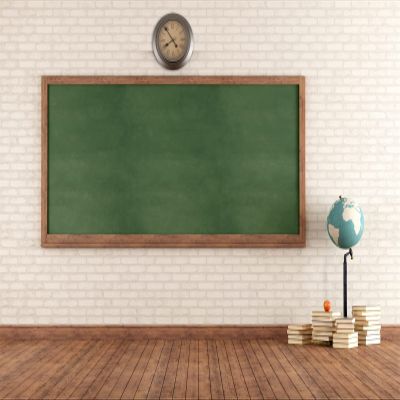 BELECO 15x8ft Fabric School Classroom Chalkboard Backdrop Vintage Classroom Blackboard Brick Wall Wood Floor Photography Background Back to School Party Decor Banner Online Teaching Photo Props