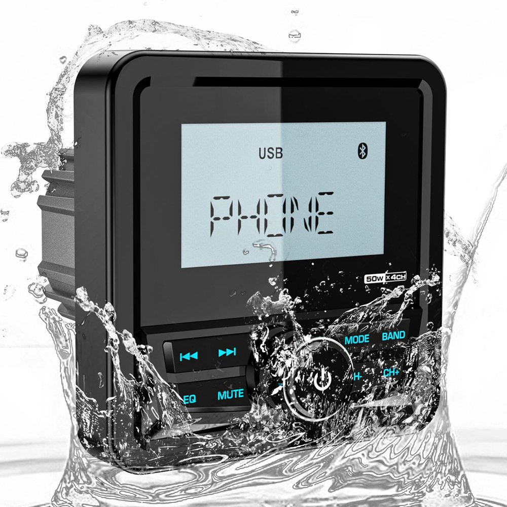 Waterproof Marine Digital Media Receiver: Bluetooth Boat Stereo for UTV ATV