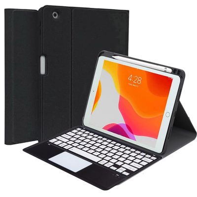 QYiiD Touchpad Keyboard Case for iPad Pro 12.9-inch 2017/2015 (Old Model, 2nd & 1st Generation), Leather Stand Cover with Upper Pencil Holder, Magnetic Detachable Wireless Bluetooth Keyboard, Black