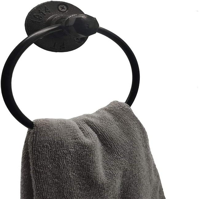 Wall Mounted Antique Towel Rings,Retro Towel Holder,LIKE99 Retro one Industrial Towel Ring Rustic Pipe Hand Towel Holder Wall Mounted for Bathroom