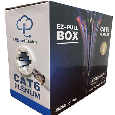 1000ft Cat6 Plenum Solid Copper Cable | 100% Pure Bare Copper Conductor | UTP, 550MHz, 4Pair, 23AWG | Cat 6 CMP Ethernet LAN Cable, Network Test Passed | Available in Blue and White Color (Blue)