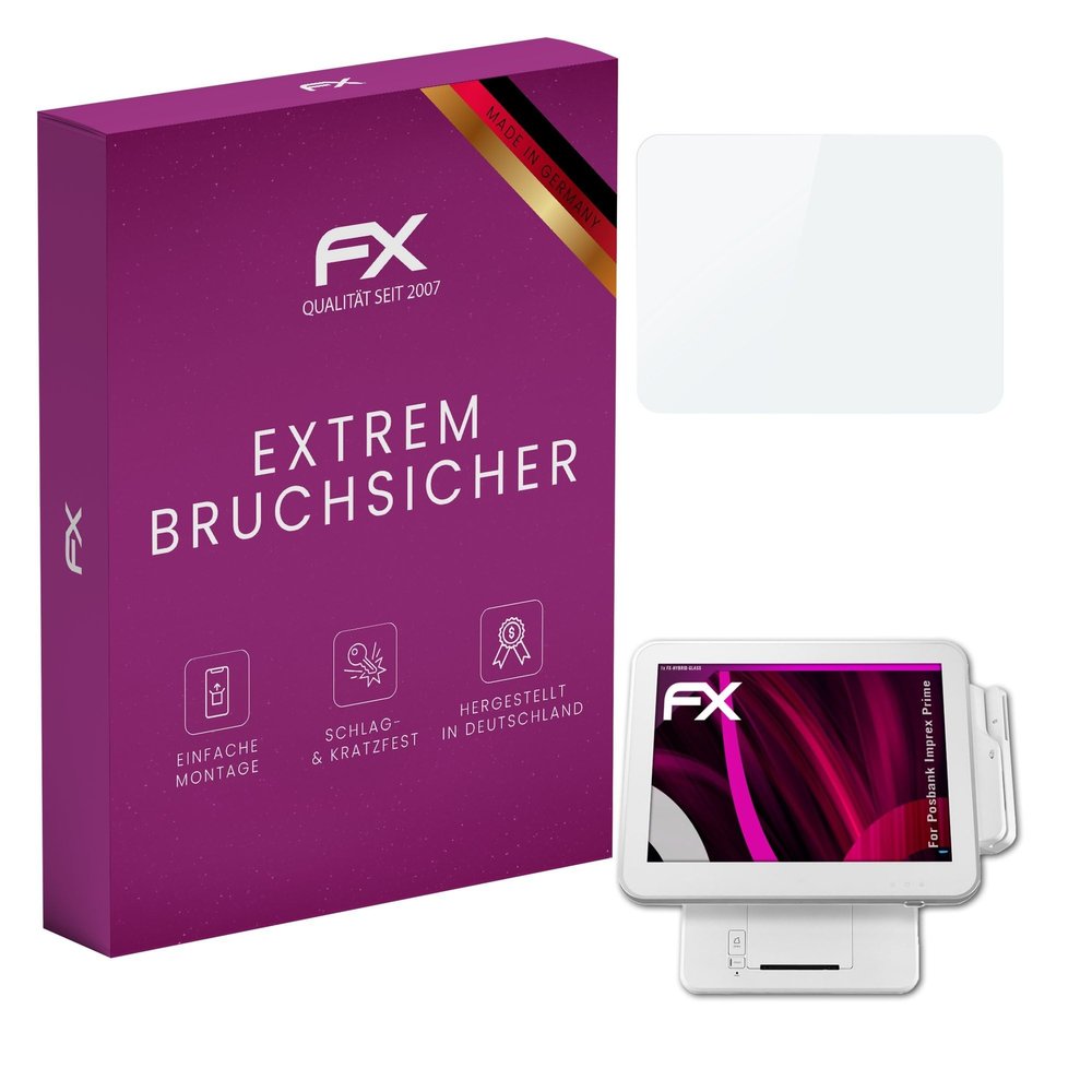 atFoliX Plastic Glass Protective Film compatible with Posbank Imprex Prime, 9H Hybrid-Glass FX Screen Protector
