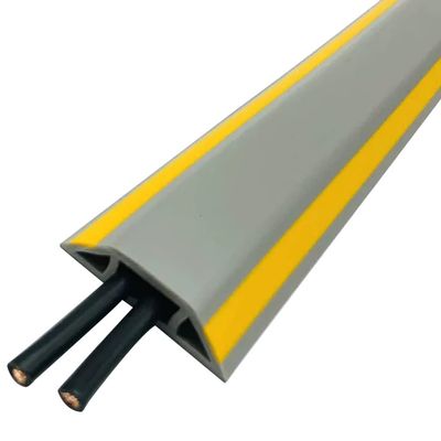 Floor Cable Cover Carpet Office Practical Soft PVC Floor Cord Management, Self-Adhesive Easy to Cut, Ideal Extension Cord Cover to Protect Wires On Floor (Color : Yellow-Grey, Size : 2M)