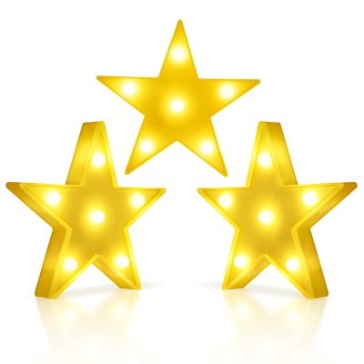 3 Pcs LED Star Lights,Star Shaped Night lamp,Hangable (Yellow)