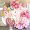 OERJU Swan Round Backdrop Cover 5x5ft White Swan Pink Flowers Gold Crown Baby Shower Birthday Party Decoration Circle Backdrop Cover Girls Cake Dessert Table Photo Studio Props Background view 4