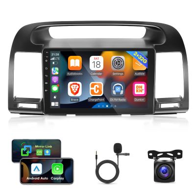 [2G+32G] Car Radio for Toyota Camry 2000 2001 2002 2003 2004 2005 2006, 9 inch Android 11 Touch Screen Stereo, Carplay/Android Auto/Mirror Link/1080P/SWC/Bluetooth/WiFi +AHD Backup Camera+MIC