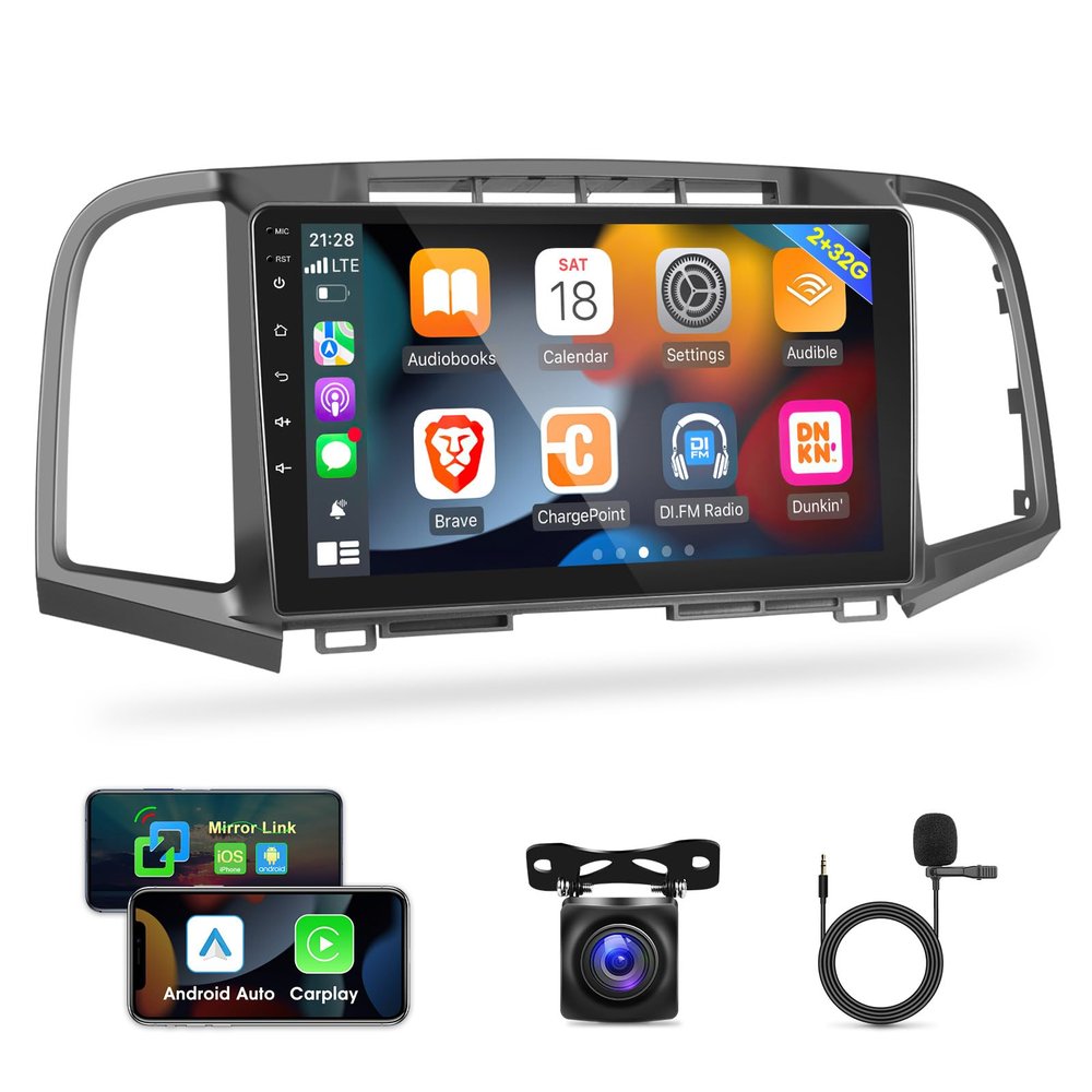 [2G+32G] Car Radio for Toyota Venza 2008-2016, 9 inch Android Touch Screen Stereo, Carplay/Android Auto/Mirror Link/1080P/SWC/Bluetooth/WiFi +AHD Backup Camera+MIC