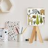 Tripod Bedside Desk Table Lamp Forest Animal Clipart Cute Raccoon Nightstand Lamp with Linen Fabric Shade for Nursery Bedroom Living Room Kids Room view 2
