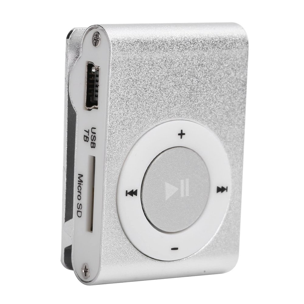 Portable Mini MP3 Music Player with LCD Screen, Sports Back Clip, Memory Card Support, Silver, Digital Music Player for Adult Student