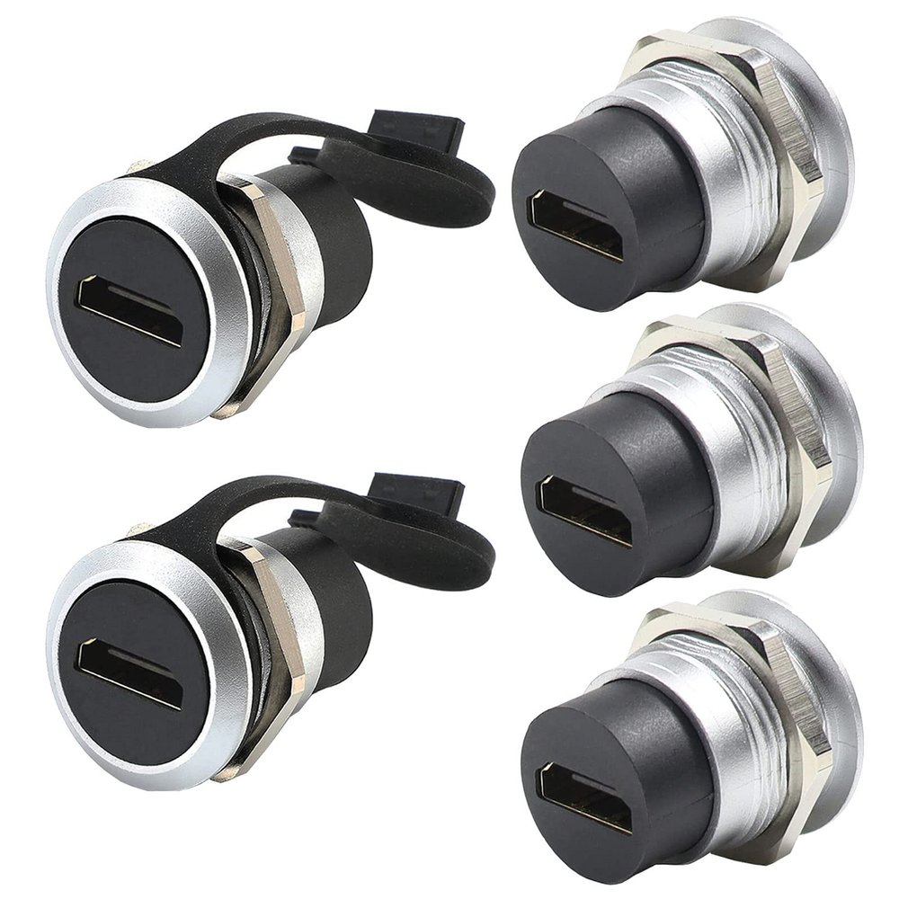 PENGLIN 5PCS HDMI Panel Mount Coupler, Pass Through Connector, Female to Female 4K Bulkhead Adapter, Extension With Water/Dustcap - 4K 30Hz 3D and HDR