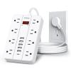 Power Strip with USB, Flat Plug Extension Cord Surge Protector 5 Ft, HUNIAN Power Strip with 8 Widely Spaced Outlets 6 USB Charger (1 USB C Port), Desk Charging Station for Home Office, White view 1