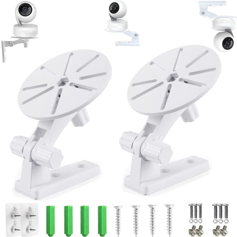 AlfaView 2PCS Universal Security Camera Wall Mount Bracket, 180 Adjustable Ceiling Security Housing Mount No Drilling Adhesive Bracket for Indoor/Outdoor Dome IP Security Camera