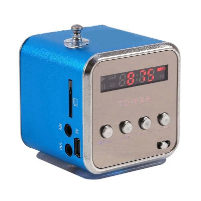 Tbest Mini Speaker, Portable Music Player with FM Radio TF Card U Disk Support Blue BT