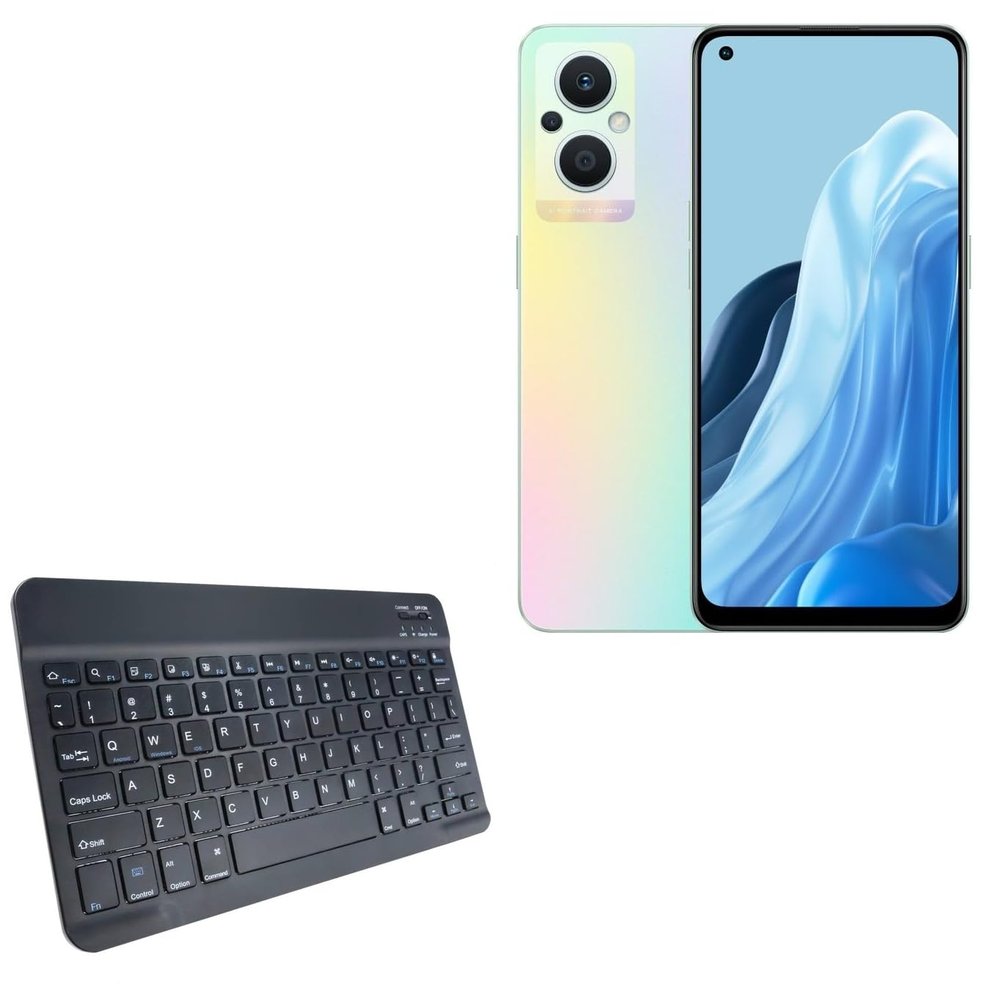 BoxWave Keyboard Compatible with Oppo Reno 7 Z - SlimKeys Bluetooth Keyboard, Portable Thin with Chiclet-Style Keys - Jet Black