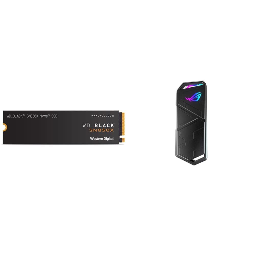 ASUS ROG Strix Arion Aluminum Alloy M.2 NVMe SSD External Portable Enclosure Case Adapter and WD_Black 2TB SN850X NVMe Internal Gaming SSD Solid State Drive